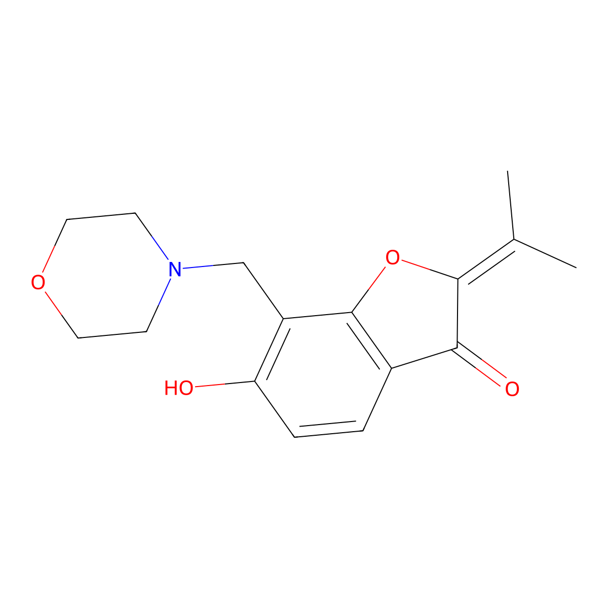 6-hydroxy-7-(morpholin-4-ylmethyl)-2-(propan-2-ylidene)-1-benzofuran-3(2H)-one molecular structure, CAS 1205896-14-5