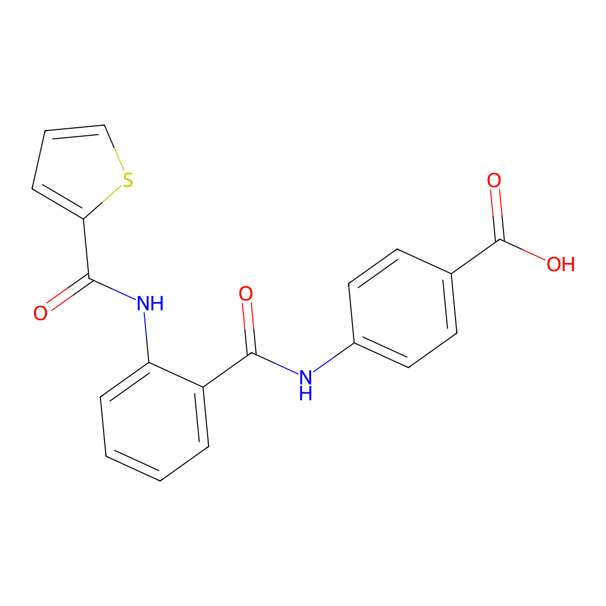 4-[({2-[(Thiophen-2-ylcarbonyl)amino]phenyl}carbonyl)amino]benzoic acid molecular structure, CAS 120590-80-9