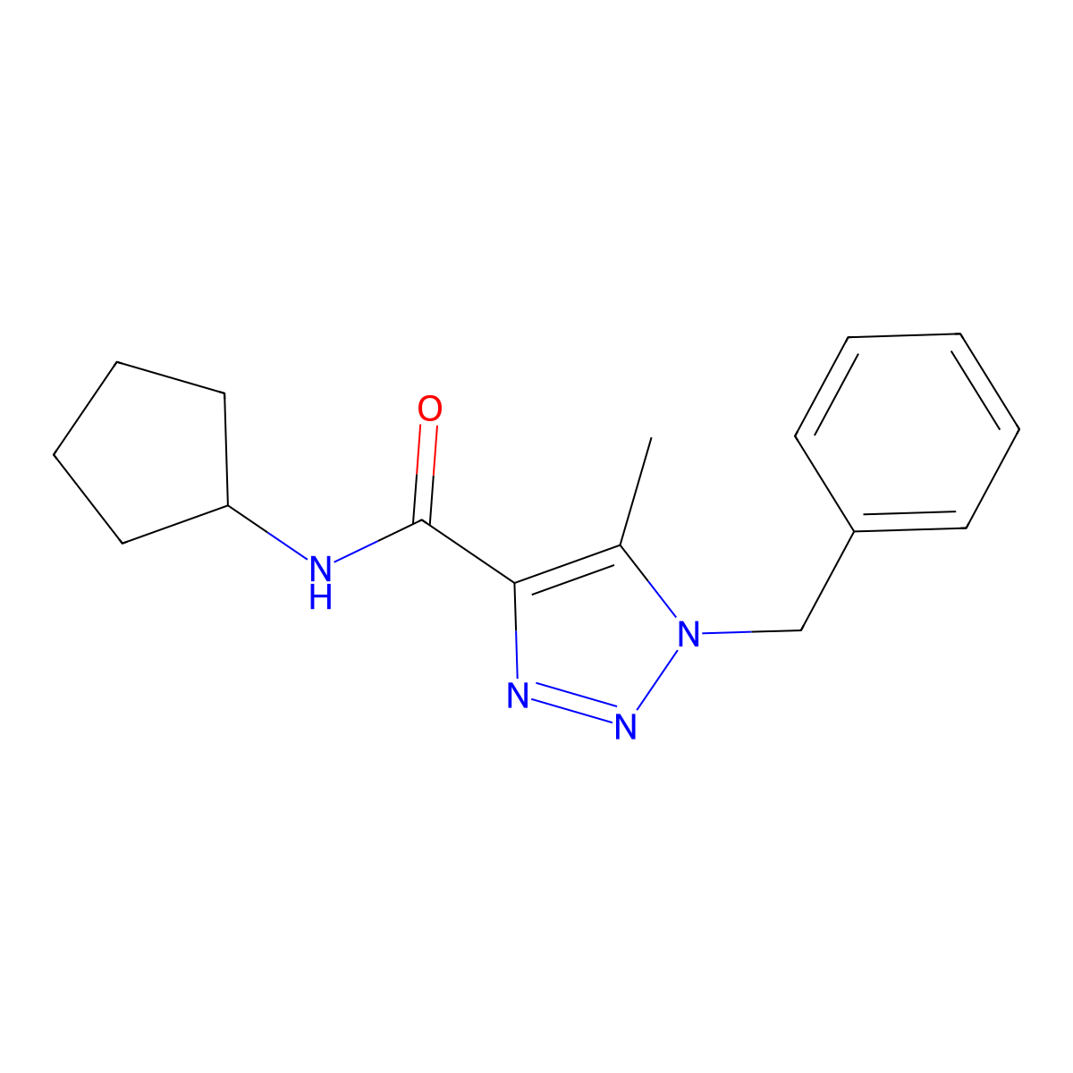 1-benzyl-N-cyclopentyl-5-methyl-1H-1,2,3-triazole-4-carboxamide molecular structure, CAS 1205914-06-2