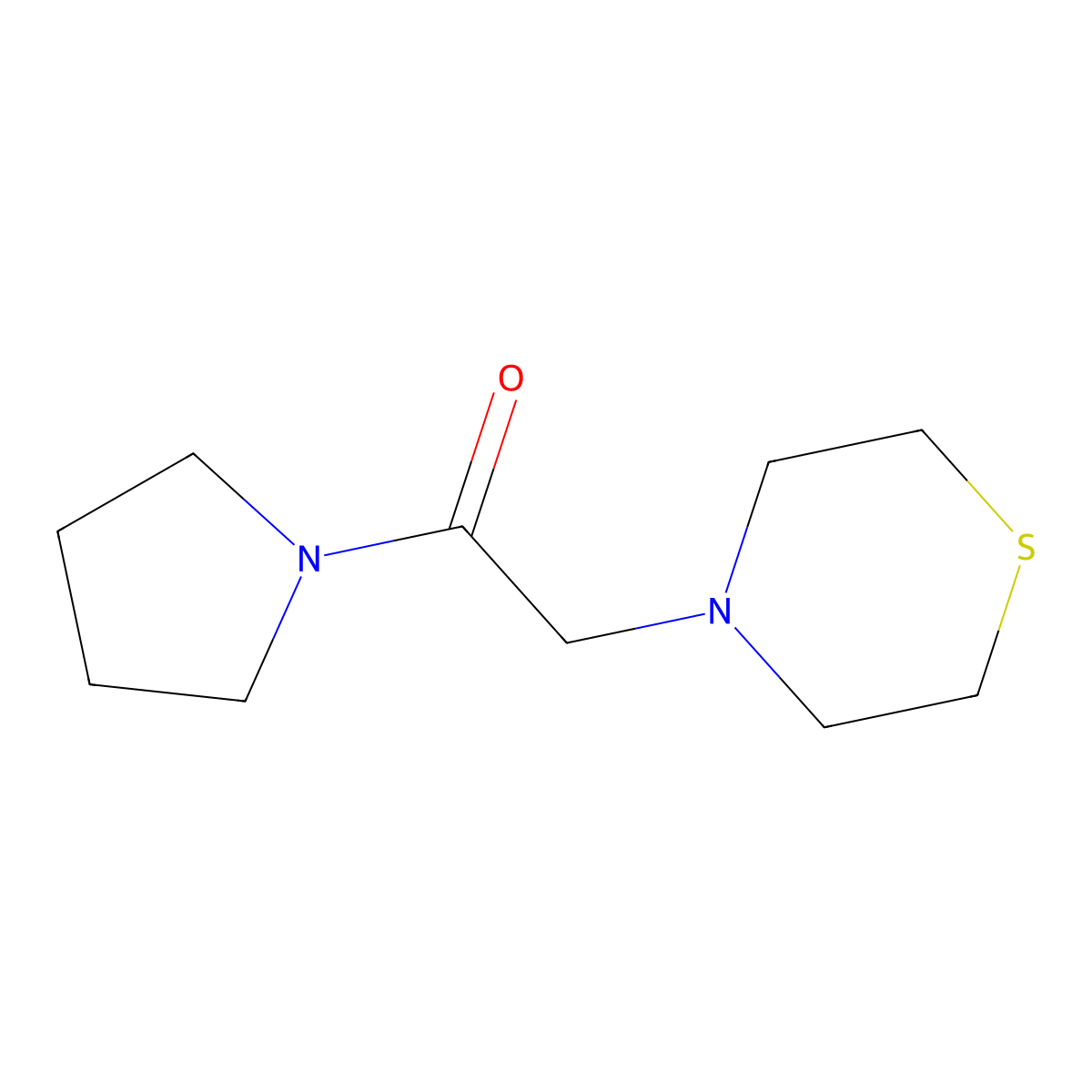1-(Pyrrolidin-1-yl)-2-thiomorpholinoethanone molecular structure, CAS 1205920-89-3