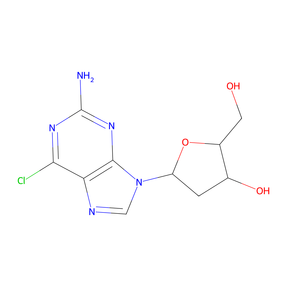 2-Amino-6-chloro-9-(beta-D-2-deoxyribofuranosyl)purine molecular structure, CAS 120595-72-4