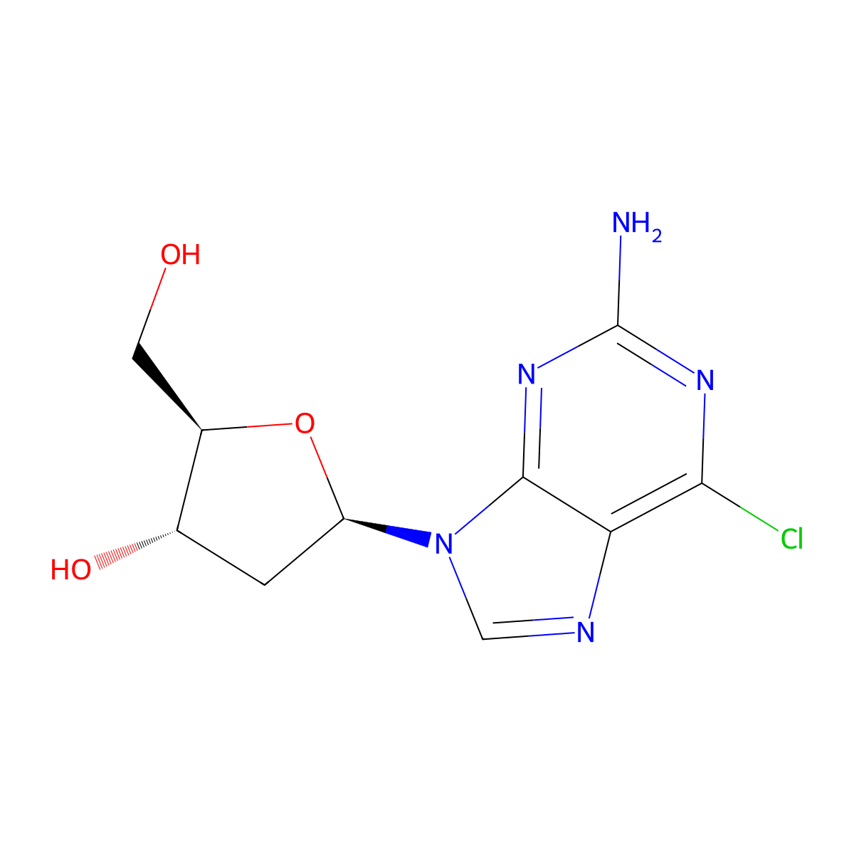 2-Amino-6-chloro-9-(beta-D-2-deoxyribofuranosyl)purine molecular structure, CAS 120595-72-4