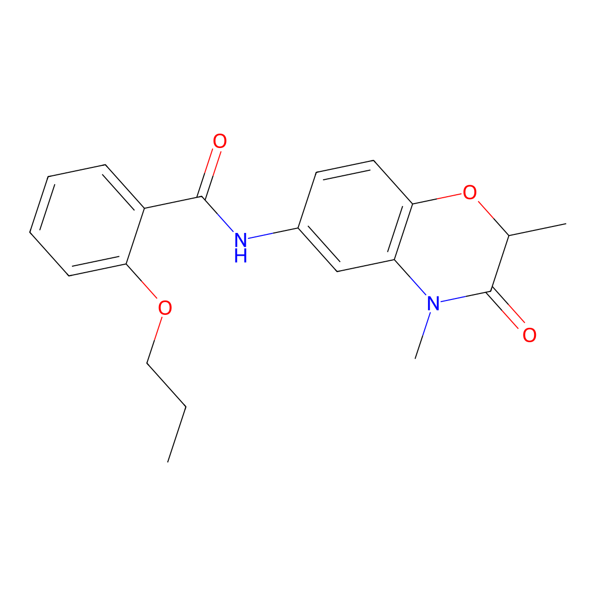 N-(2,4-dimethyl-3-oxo-3,4-dihydro-2H-1,4-benzoxazin-6-yl)-2-propoxybenzamide molecular structure, CAS 1205952-55-1