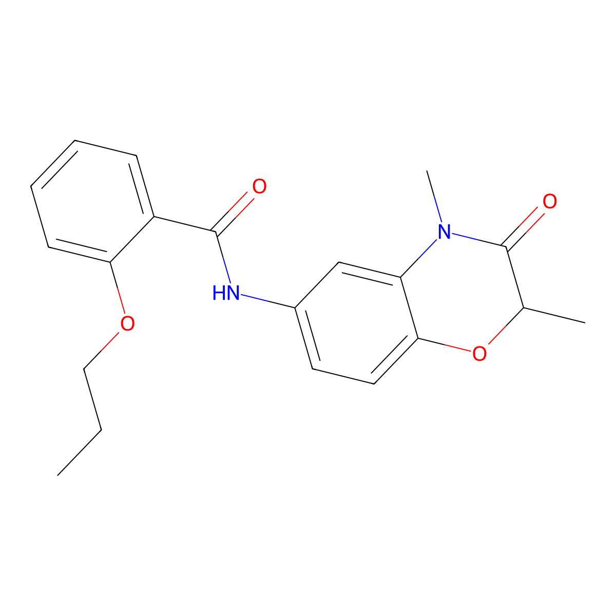 N-(2,4-dimethyl-3-oxo-3,4-dihydro-2H-1,4-benzoxazin-6-yl)-2-propoxybenzamide molecular structure, CAS 1205952-55-1