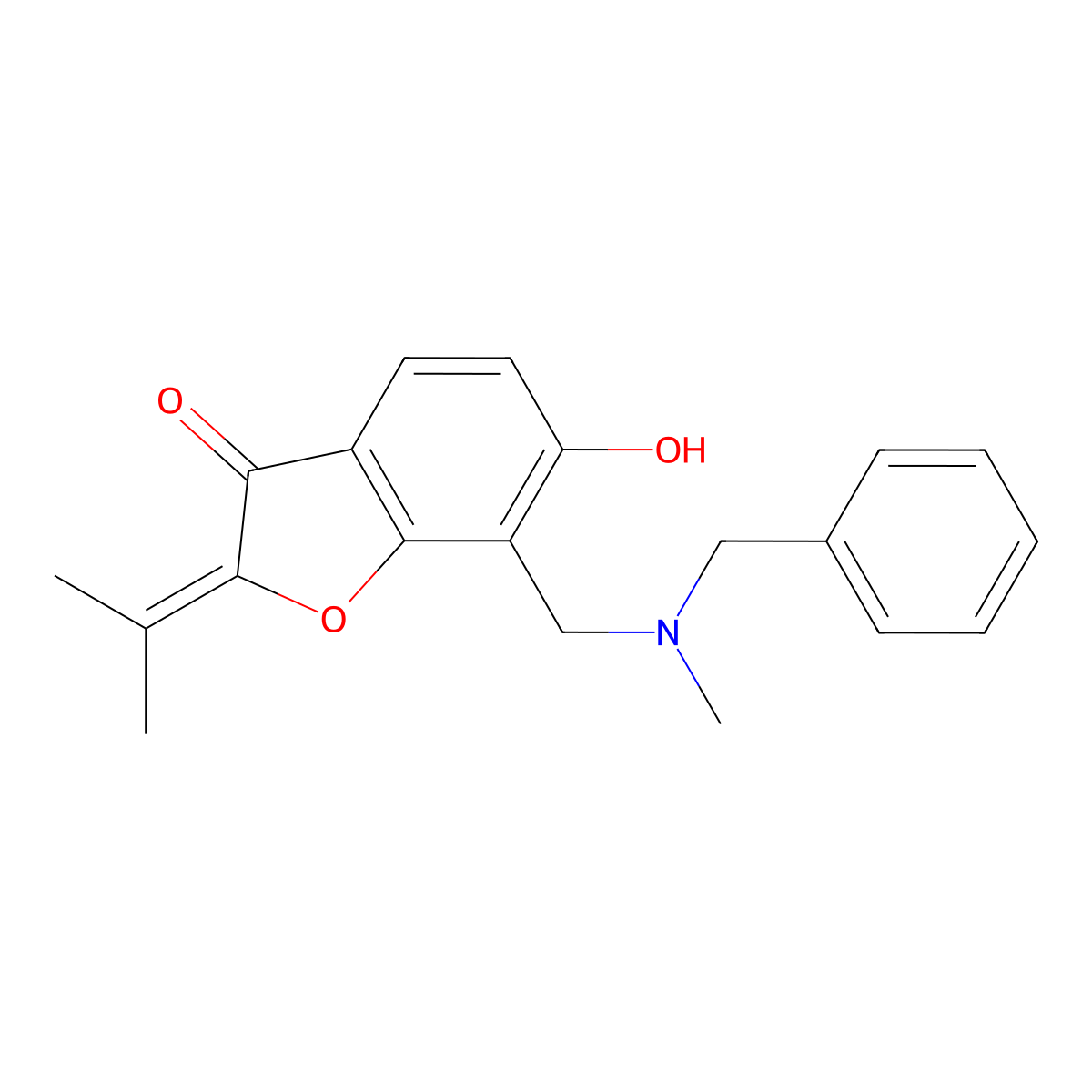 7-{[benzyl(methyl)amino]methyl}-6-hydroxy-2-(propan-2-ylidene)-1-benzofuran-3(2H)-one molecular structure, CAS 1205986-33-9