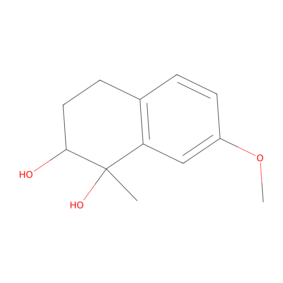 7-methoxy-1-methyl-3,4-dihydro-2H-naphthalene-1,2-diol molecular structure, CAS 1206-44-6
