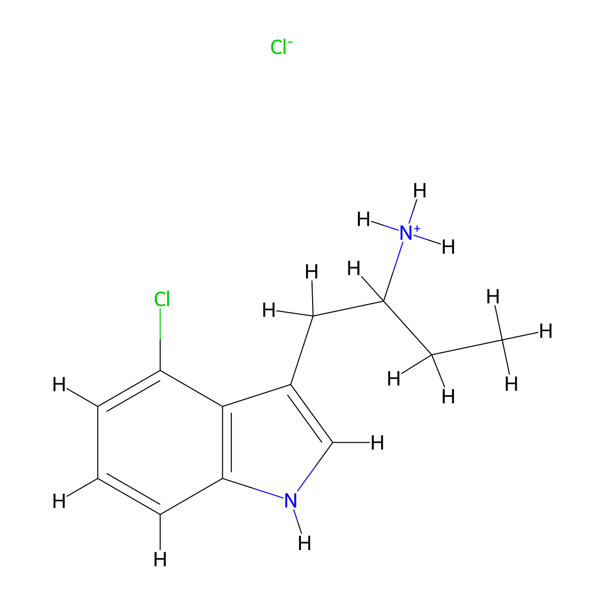1-(4-Chloro-1H-indol-3-yl)butan-2-amine--hydrogen chloride (1/1) molecular structure, CAS 1206-72-0