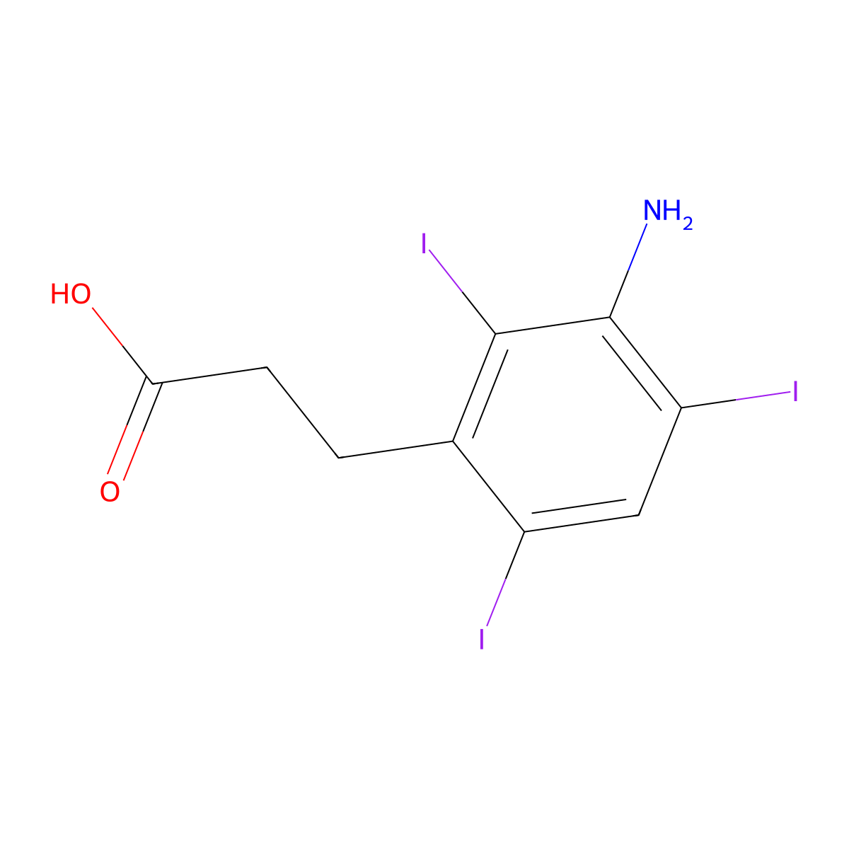 3-Amino-2,4,6-triiodobenzenepropanoic acid molecular structure, CAS 1206-91-3