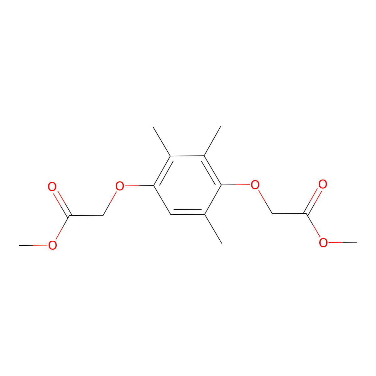 Dimethyl 2,2'-[(2,3,5-trimethyl-1,4-phenylene)bis(oxy)]diacetate molecular structure, CAS 1206077-94-2