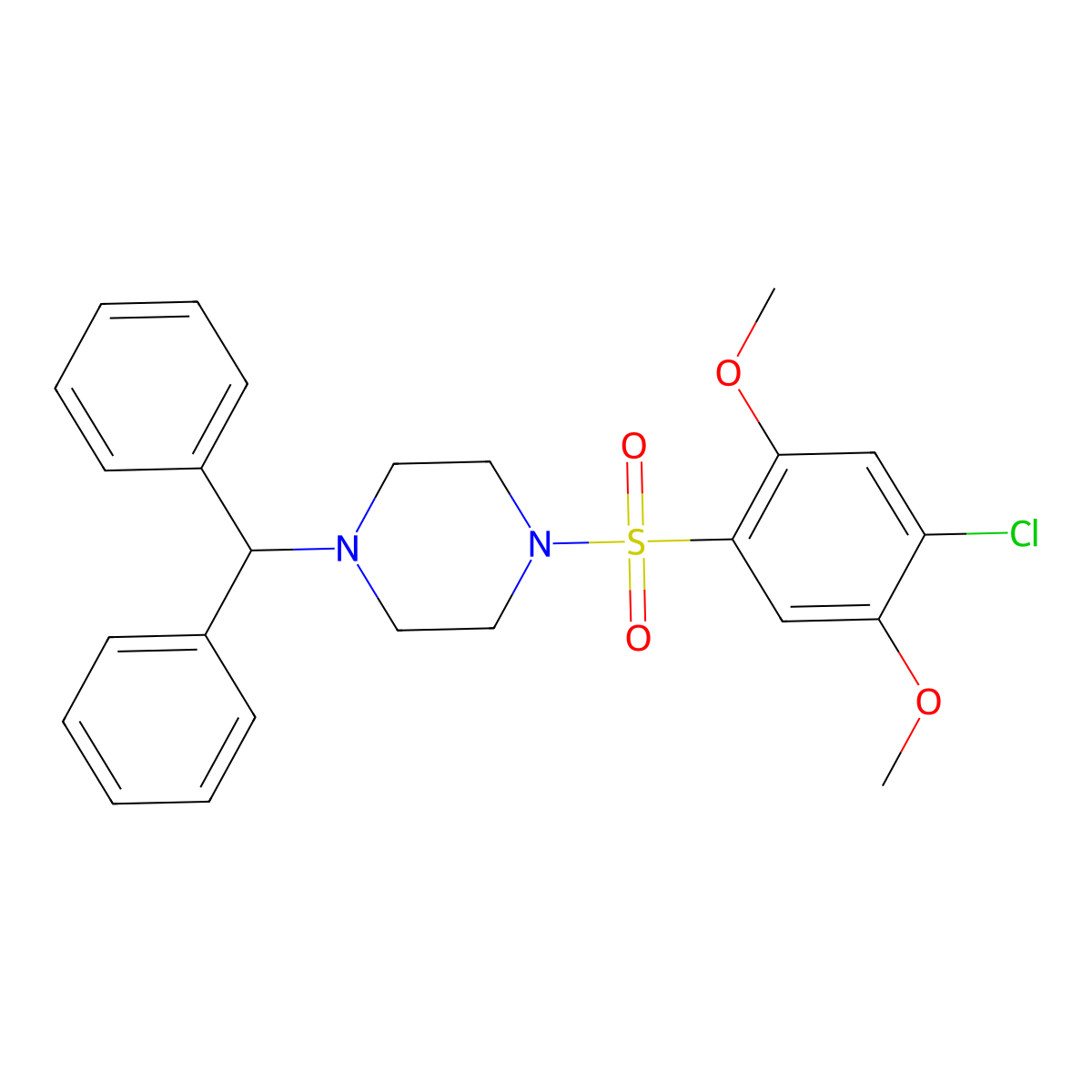 1-Benzhydryl-4-[(4-chloro-2,5-dimethoxyphenyl)sulfonyl]piperazine molecular structure, CAS 1206080-83-2