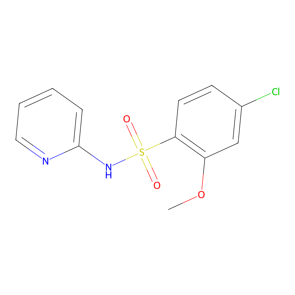 4-chloro-2-methoxy-N-(2-pyridinyl)benzenesulfonamide molecular structure, CAS 1206080-97-8