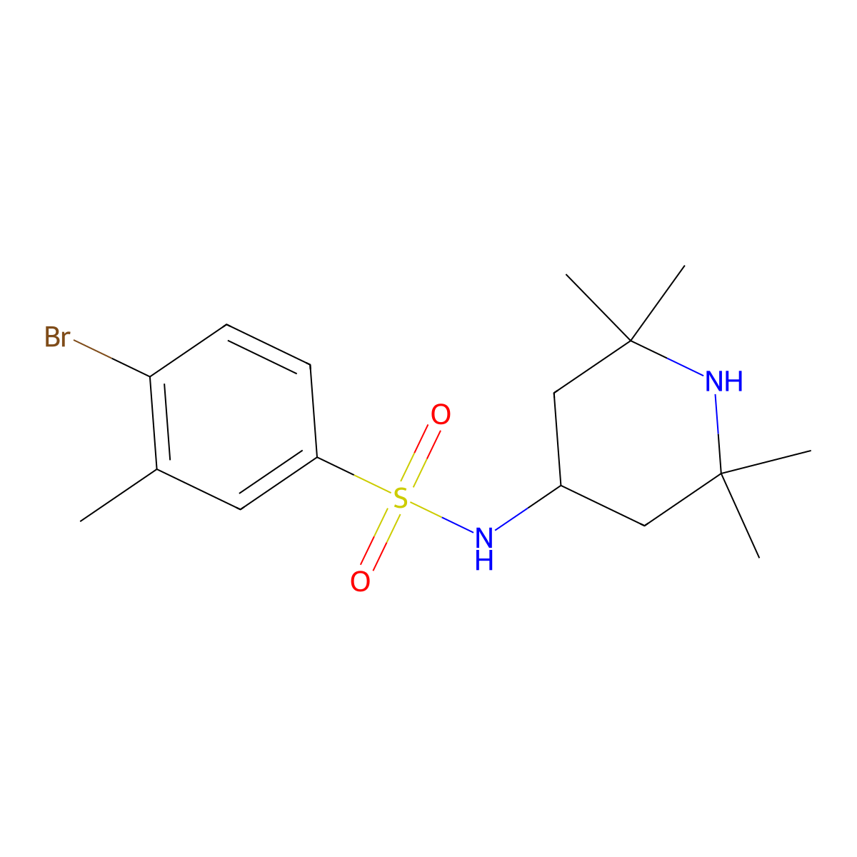 4-bromo-3-methyl-N-(2,2,6,6-tetramethylpiperidin-4-yl)benzene-1-sulfonamide molecular structure, CAS 1206081-90-4