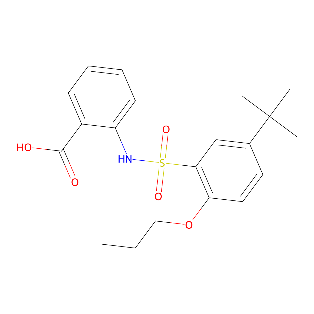 2-(5-Tert-butyl-2-propoxybenzenesulfonamido)benzoic acid molecular structure, CAS 1206082-12-3