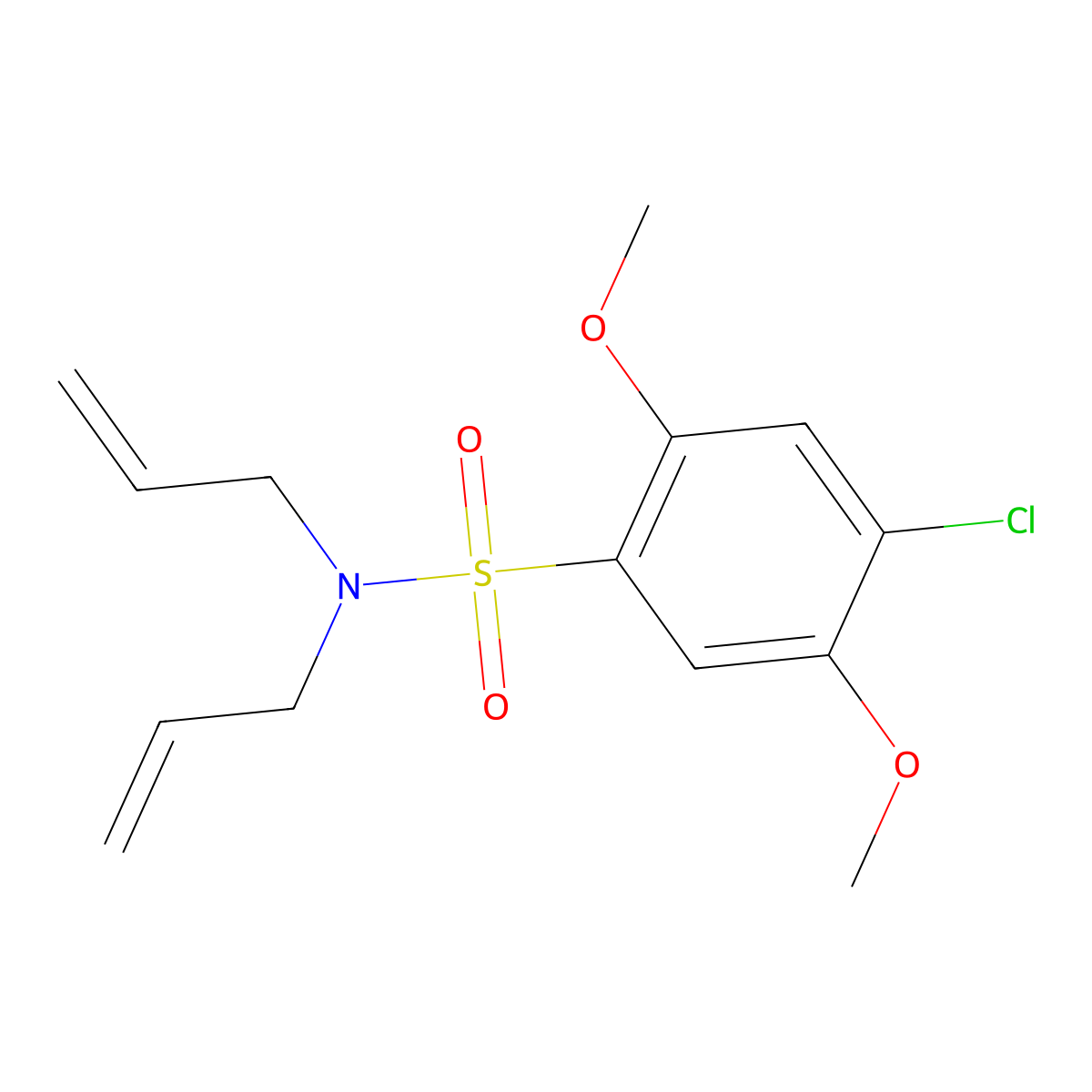 4-chloro-2,5-dimethoxy-N,N-bis(prop-2-enyl)benzenesulfonamide molecular structure, CAS 1206082-56-5