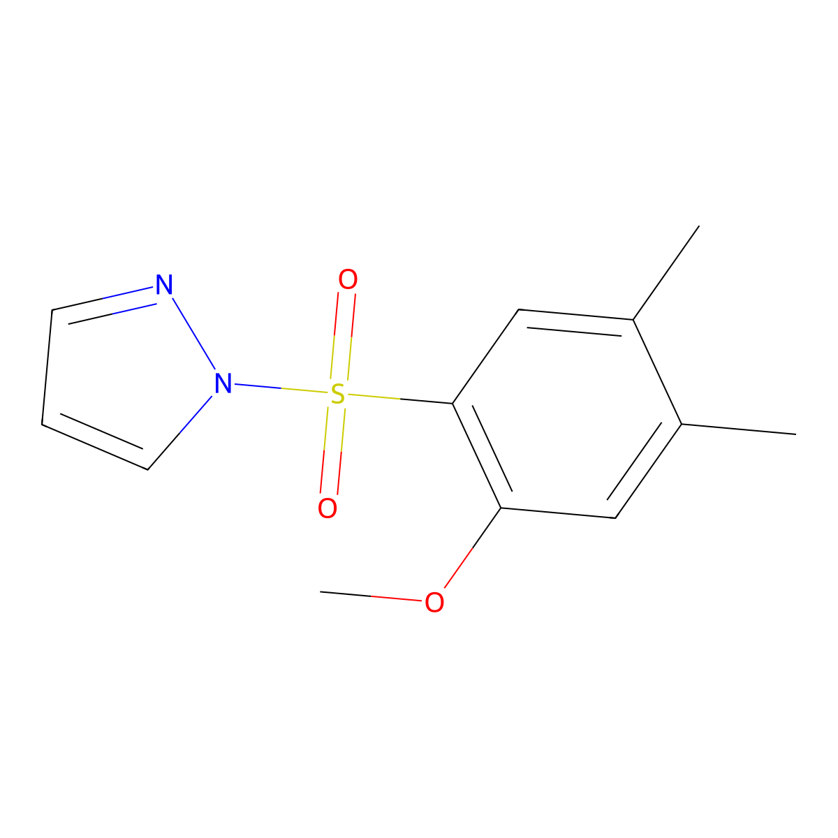 1-[(2-methoxy-4,5-dimethylphenyl)sulfonyl]-1H-pyrazole molecular structure, CAS 1206087-13-9