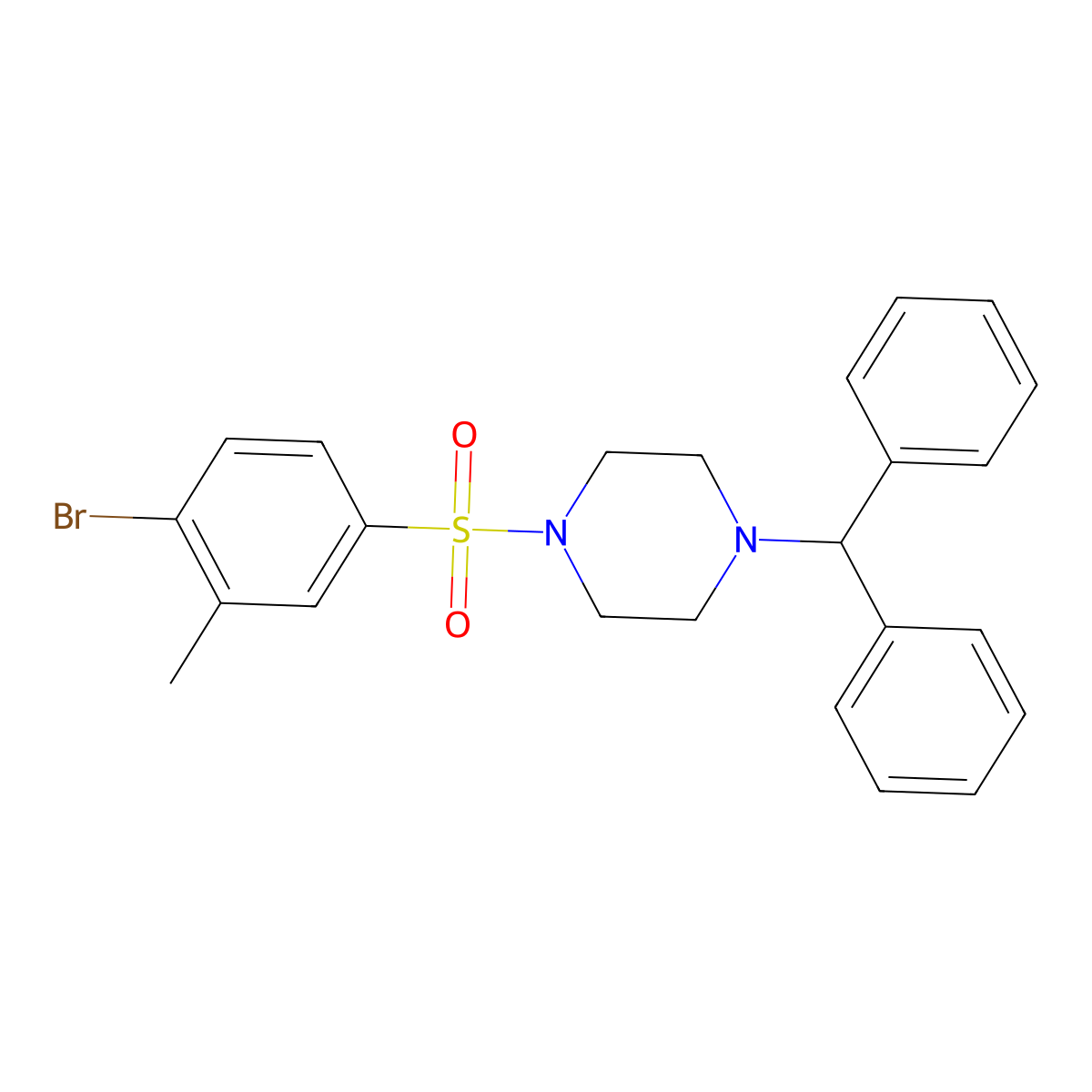 1-Benzhydryl-4-(4-bromo-3-methylphenyl)sulfonylpiperazine molecular structure, CAS 1206087-24-2