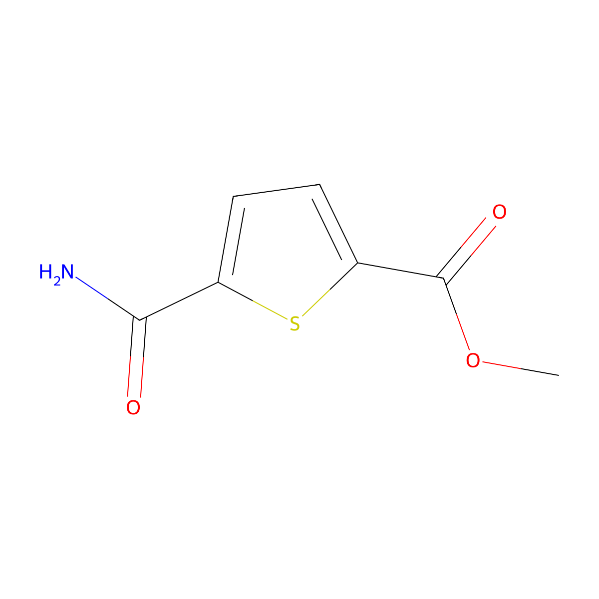 Methyl 5-carbamoylthiophene-2-carboxylate molecular structure, CAS 1206087-41-3