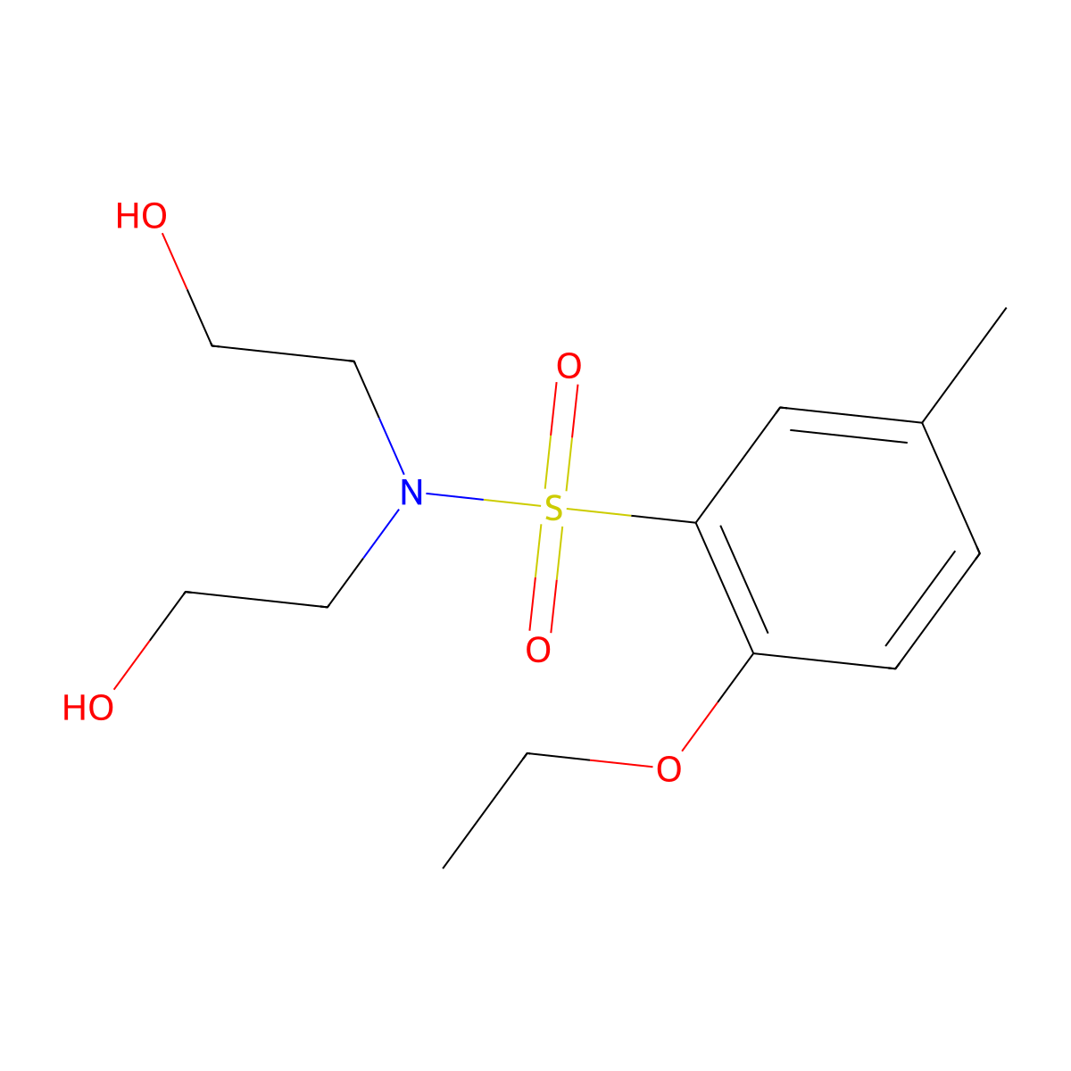 Bis(2-hydroxyethyl)[(2-ethoxy-5-methylphenyl)sulfonyl]amine molecular structure, CAS 1206087-43-5