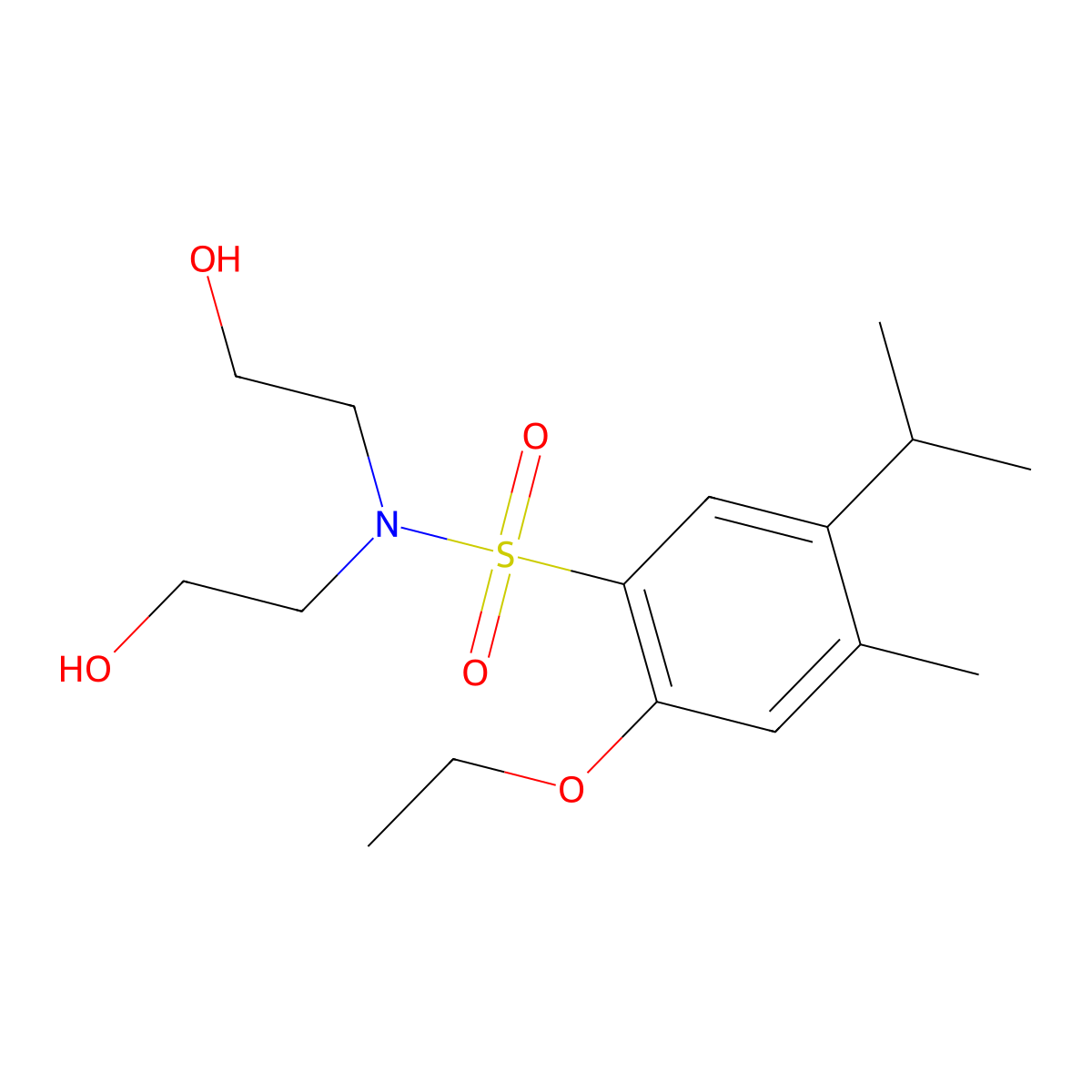 Bis(2-hydroxyethyl){[2-ethoxy-4-methyl-5-(methylethyl)phenyl]sulfonyl}amine molecular structure, CAS 1206087-49-1