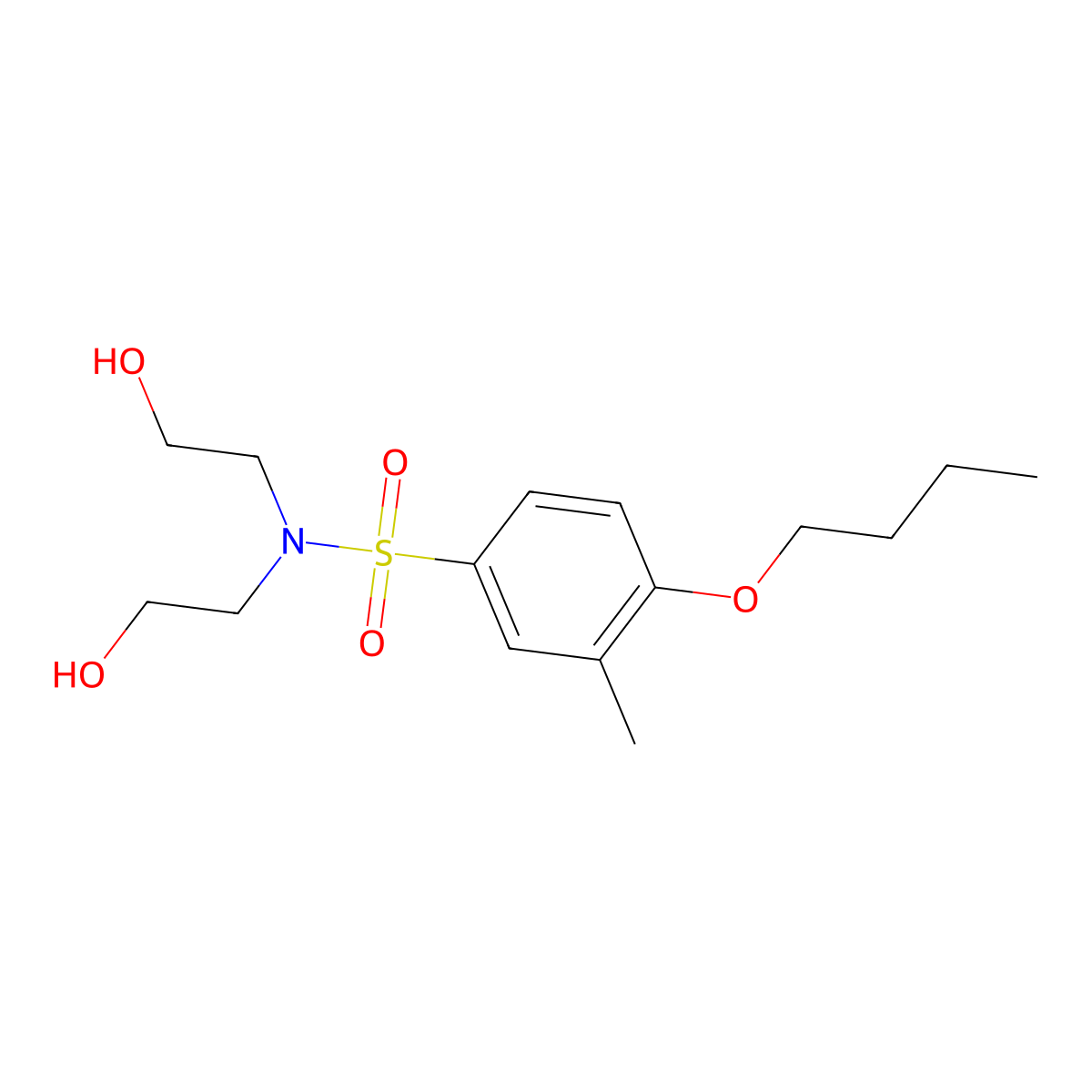 Bis(2-hydroxyethyl)[(4-butoxy-3-methylphenyl)sulfonyl]amine molecular structure, CAS 1206087-54-8