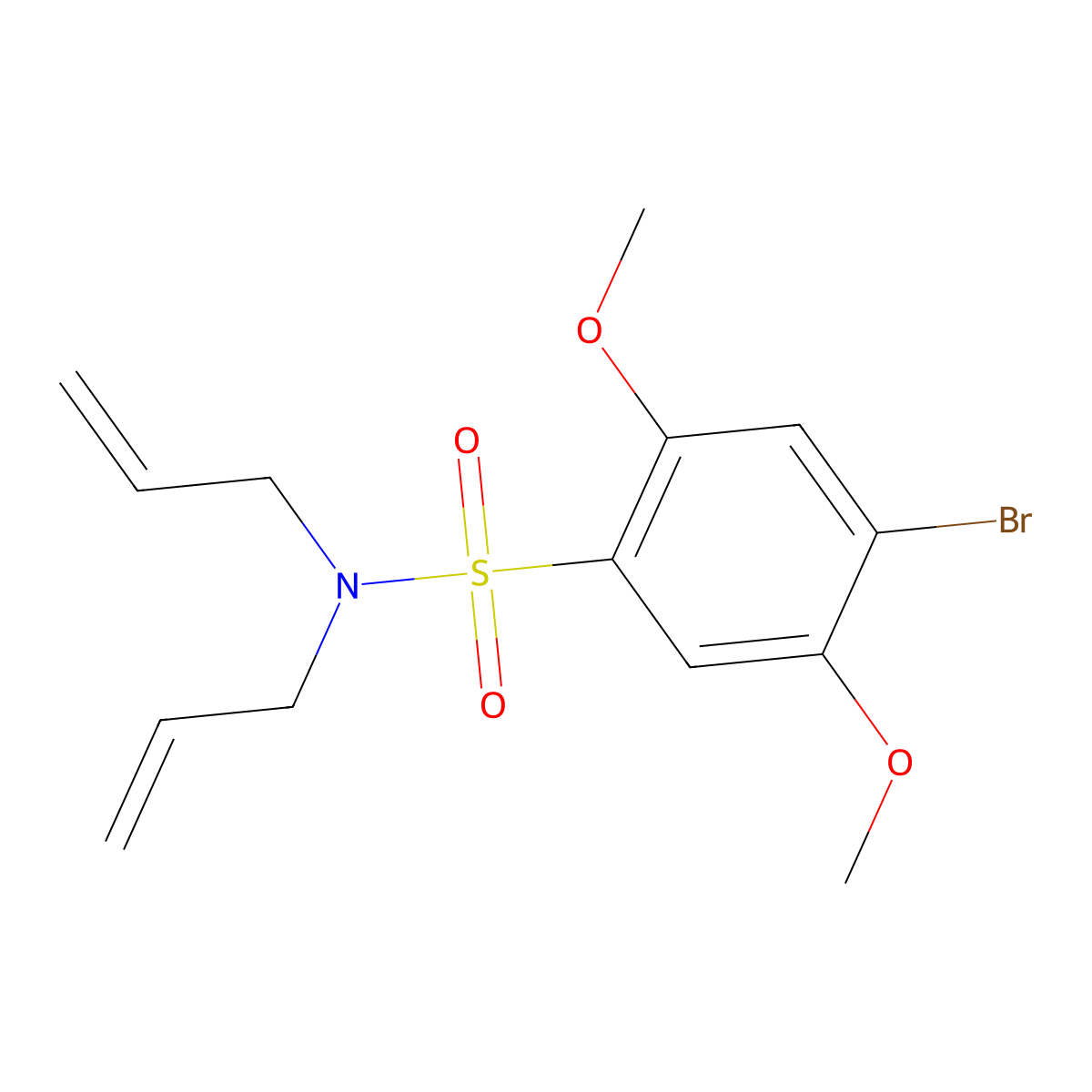 4-bromo-2,5-dimethoxy-N,N-bis(prop-2-enyl)benzenesulfonamide molecular structure, CAS 1206090-63-2