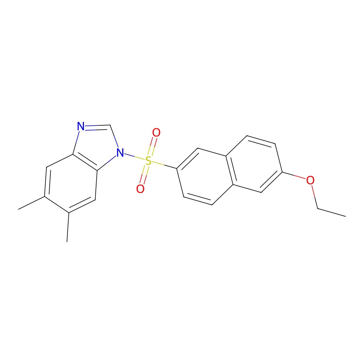 1-[(6-ethoxynaphthalen-2-yl)sulfonyl]-5,6-dimethyl-1H-1,3-benzodiazole molecular structure, CAS 1206091-26-0