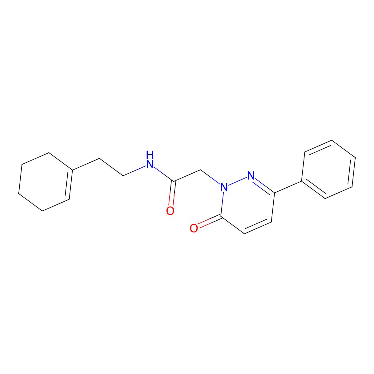 N-[2-(1-cyclohexen-1-yl)ethyl]-2-(6-oxo-3-phenyl-1(6H)-pyridazinyl)acetamide molecular structure, CAS 1206091-48-6