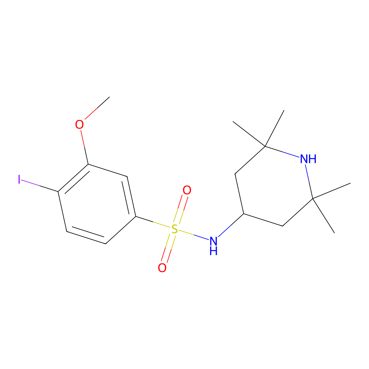 4-iodo-3-methoxy-N-(2,2,6,6-tetramethyl-4-piperidinyl)benzenesulfonamide molecular structure, CAS 1206092-02-5