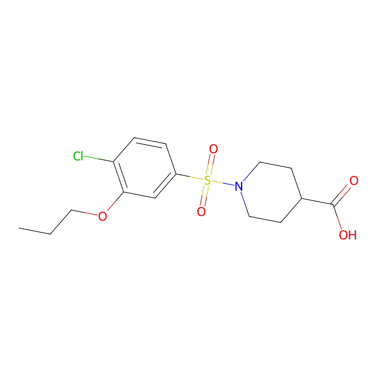 1-(4-Chloro-3-propoxybenzenesulfonyl)piperidine-4-carboxylic acid molecular structure, CAS 1206092-45-6
