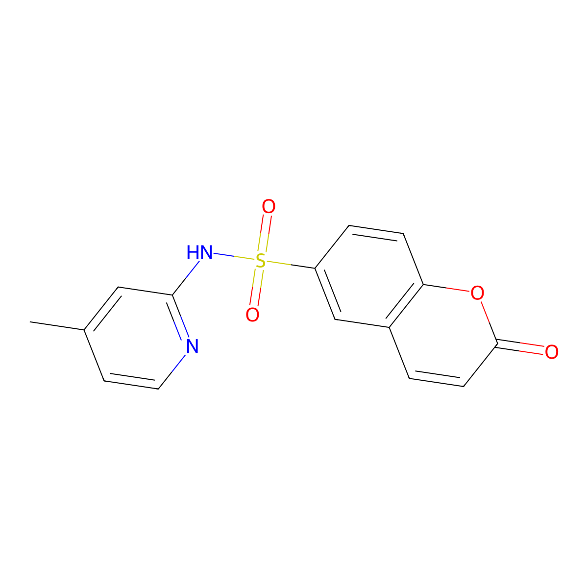 6-{[(4-Methyl-2-pyridyl)amino]sulfonyl}chromen-2-one molecular structure, CAS 1206092-51-4
