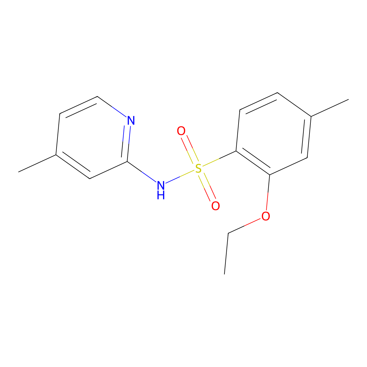 2-ethoxy-4-methyl-N-(4-methylpyridin-2-yl)benzene-1-sulfonamide molecular structure, CAS 1206092-54-7