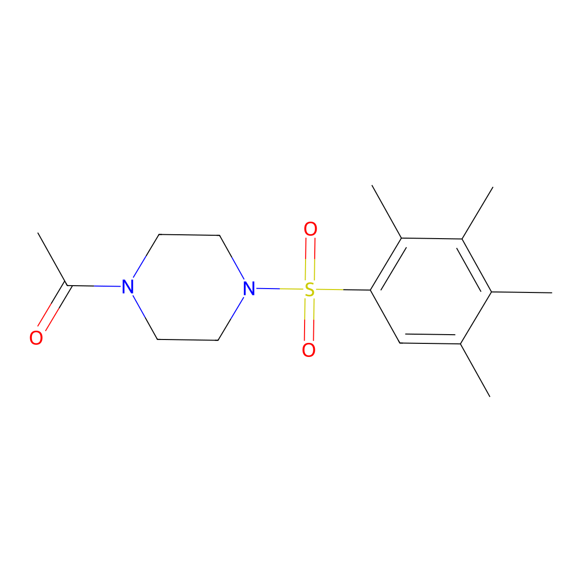 1-Acetyl-4-[(2,3,4,5-tetramethylphenyl)sulfonyl]piperazine molecular structure, CAS 1206092-67-2