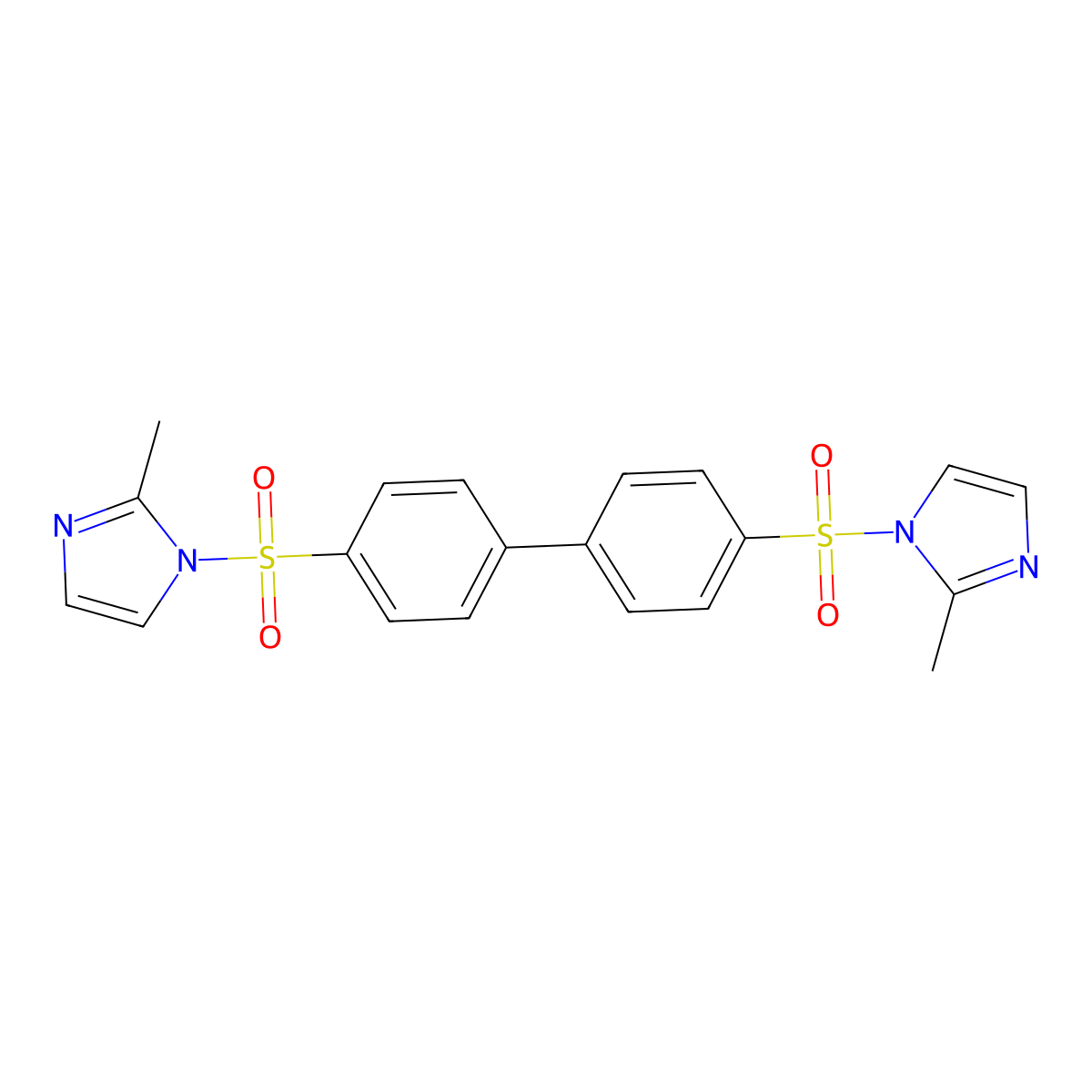 2-methyl-1-({4'-[(2-methyl-1H-imidazol-1-yl)sulfonyl]-[1,1'-biphenyl]-4-yl}sulfonyl)-1H-imidazole molecular structure, CAS 1206092-95-6
