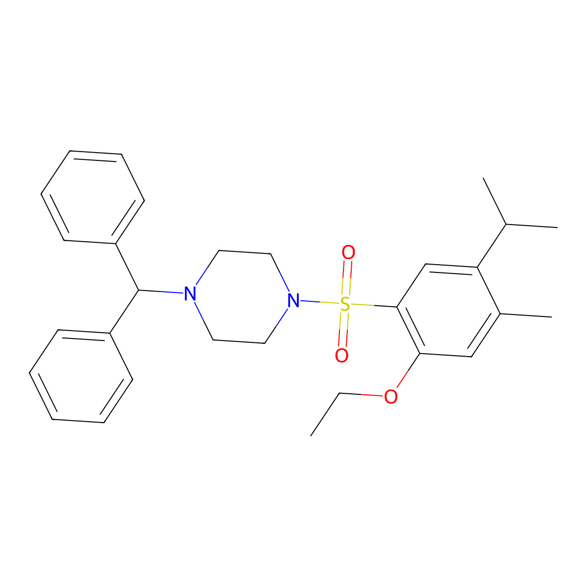 1-(Diphenylmethyl)-4-[2-ethoxy-4-methyl-5-(propan-2-yl)benzenesulfonyl]piperazine molecular structure, CAS 1206093-78-8