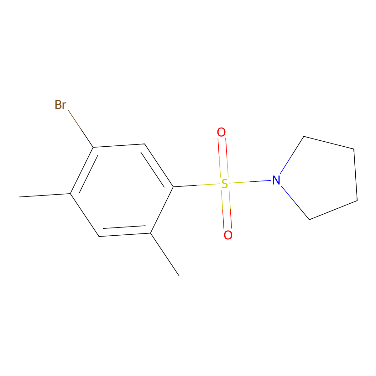 1-[(5-Bromo-2,4-dimethylphenyl)sulfonyl]pyrrolidine molecular structure, CAS 1206098-21-6