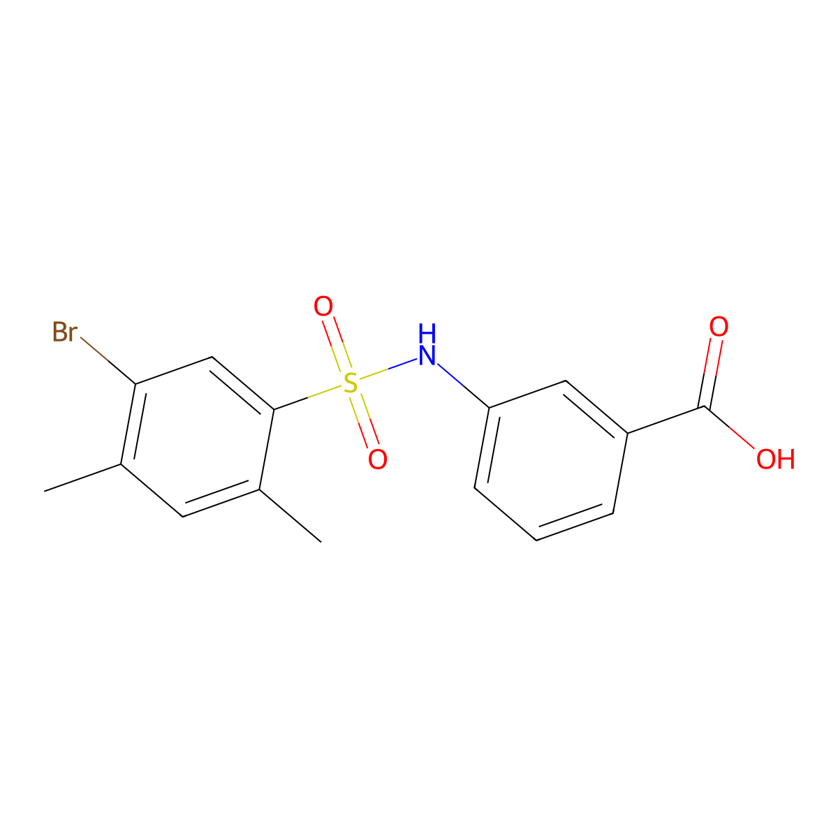 3-(5-Bromo-2,4-dimethylbenzenesulfonamido)benzoic acid molecular structure, CAS 1206098-22-7