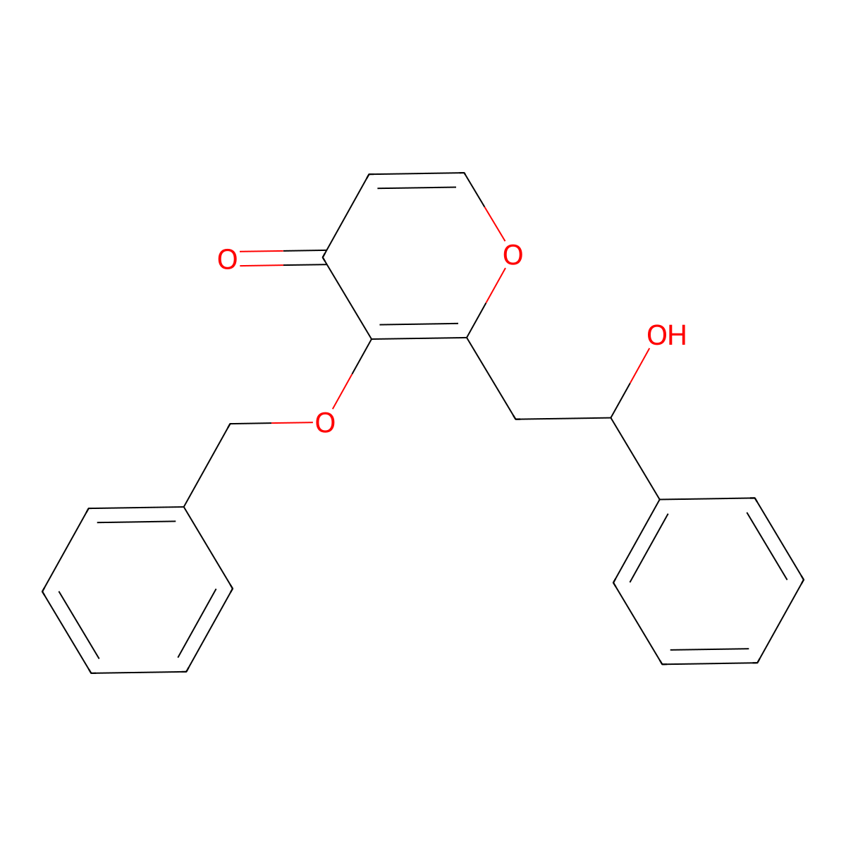 3-(benzyloxy)-2-(2-hydroxy-2-phenylethyl)-4H-pyran-4-one molecular structure, CAS 1206102-04-6