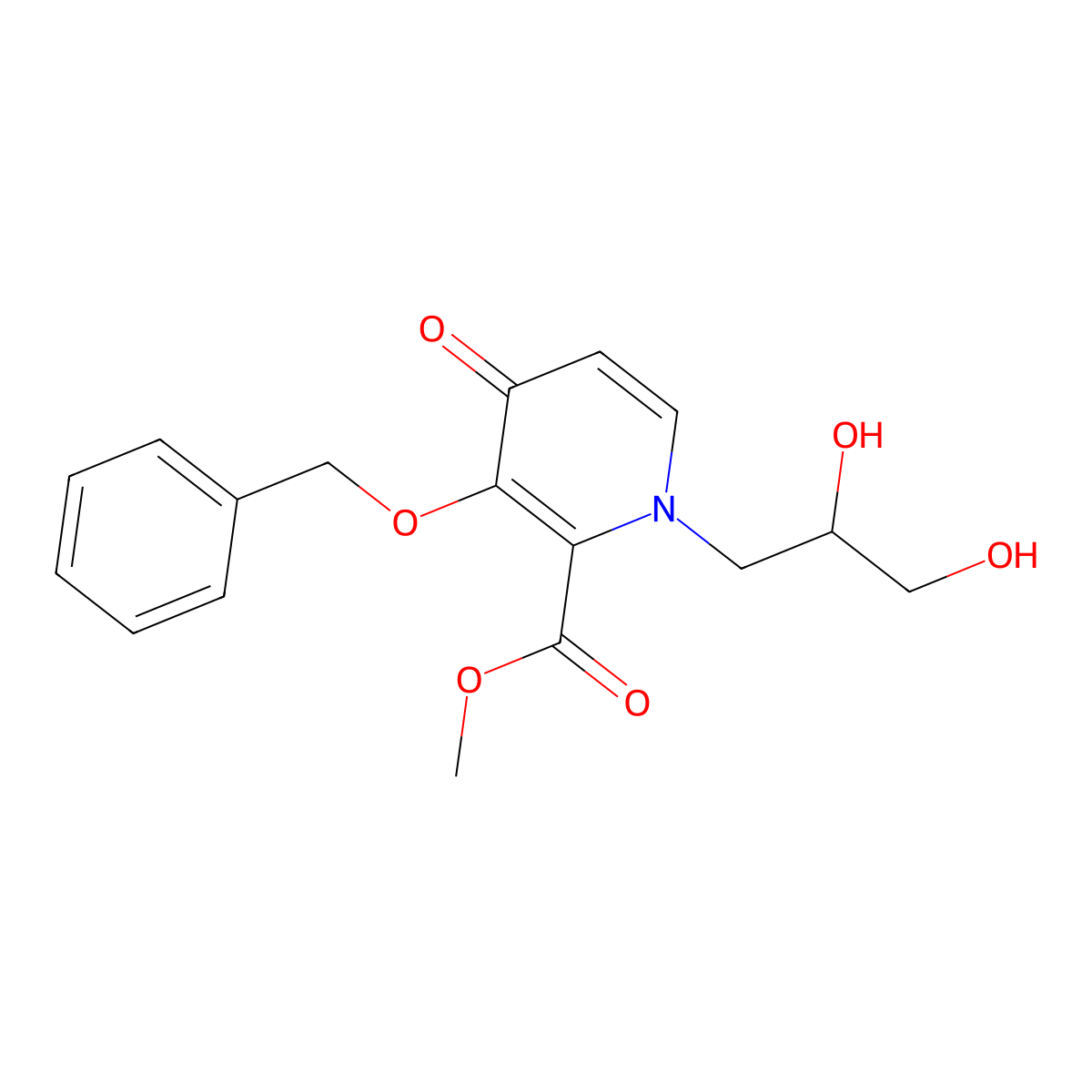 Methyl 1-(2,3-dihydroxypropyl)-1,4-dihydro-4-oxo-3-(phenylmethoxy)-2-pyridinecarboxylate molecular structure, CAS 1206102-07-9