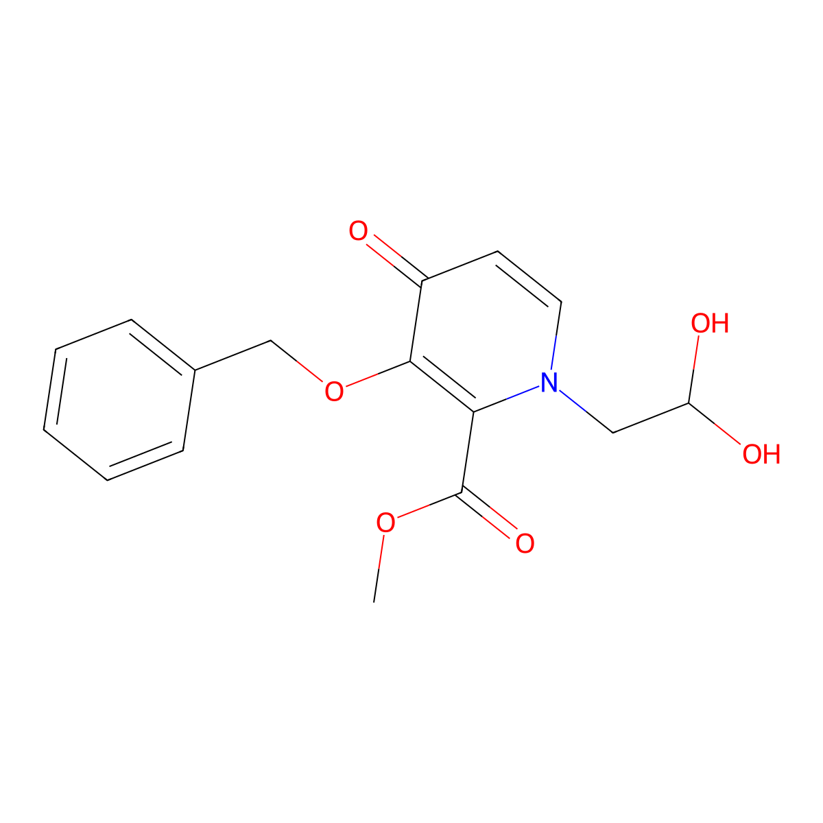 Methyl 3-(benzyloxy)-1-(2,2-dihydroxyethyl)-4-oxo-1,4-dihydropyridine-2-carboxylate molecular structure, CAS 1206102-08-0