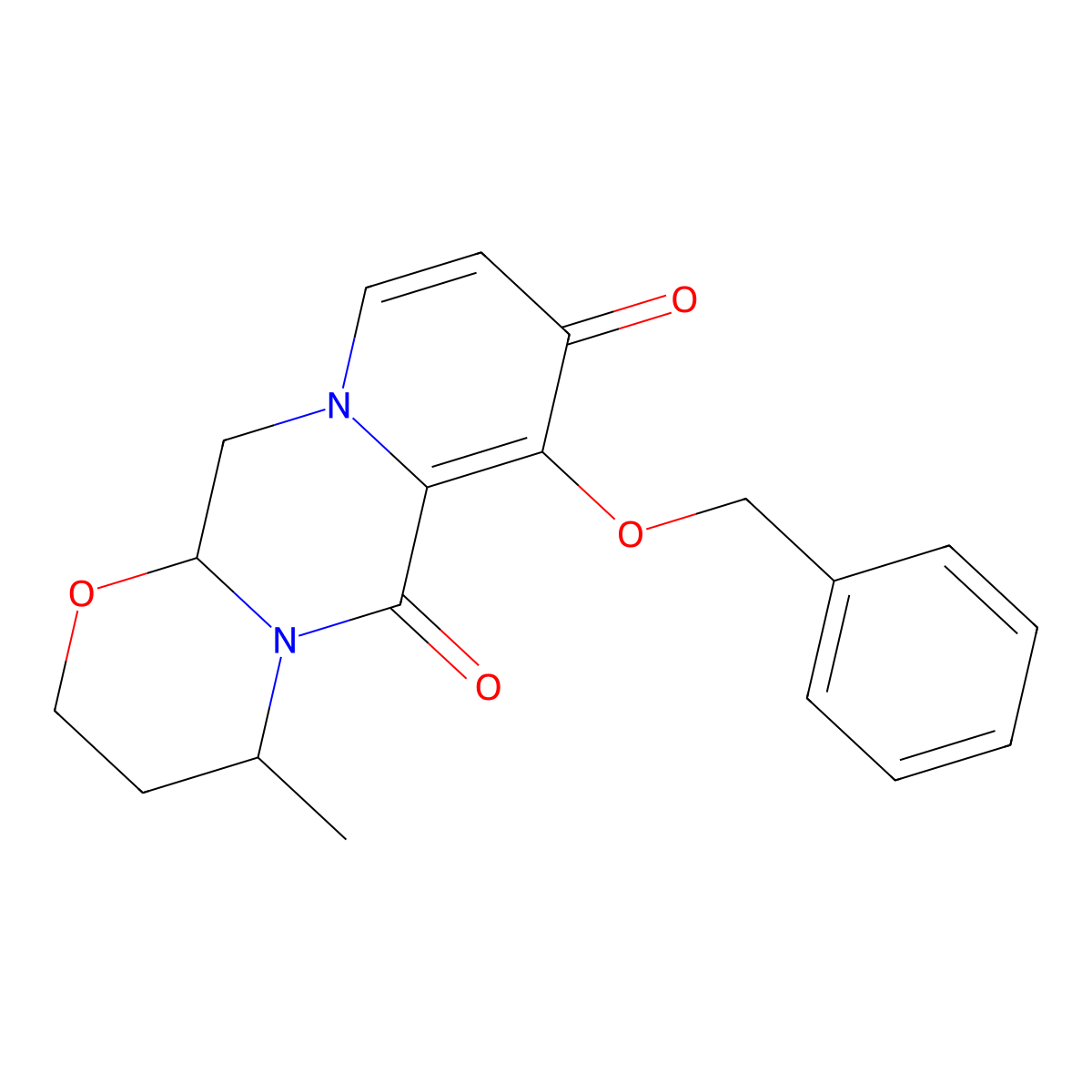 (4R,12aS)-7-(benzyloxy)-4-methyl-3,4-dihydro-2H-[1,3]oxazino[3,2-d]pyrido[1,2-a]pyrazine-6,8(12H,12aH)-dione molecular structure, CAS 1206102-09-1
