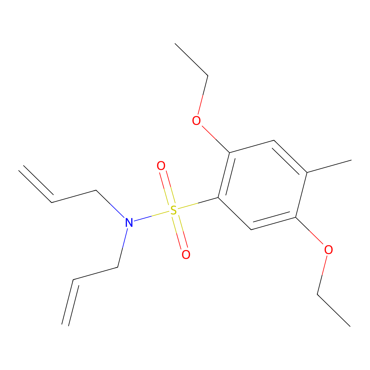2,5-diethoxy-4-methyl-N,N-bis(prop-2-en-1-yl)benzene-1-sulfonamide molecular structure, CAS 1206104-41-7
