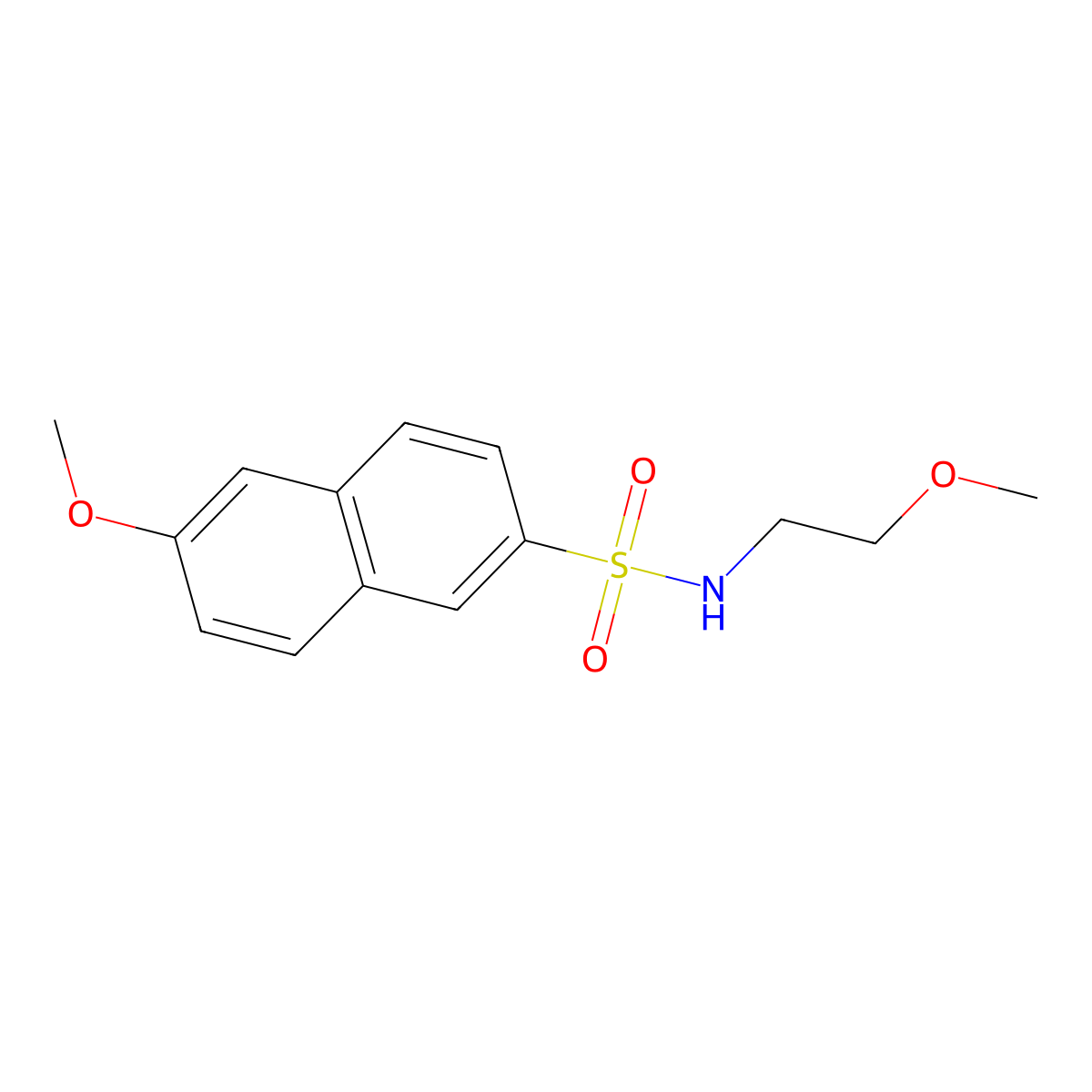 6-methoxy-N-(2-methoxyethyl)-2-naphthalenesulfonamide molecular structure, CAS 1206104-60-0