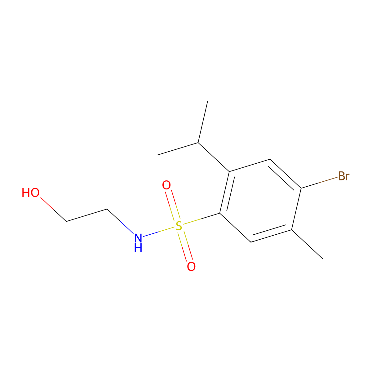 4-bromo-N-(2-hydroxyethyl)-2-isopropyl-5-methylbenzenesulfonamide molecular structure, CAS 1206104-90-6
