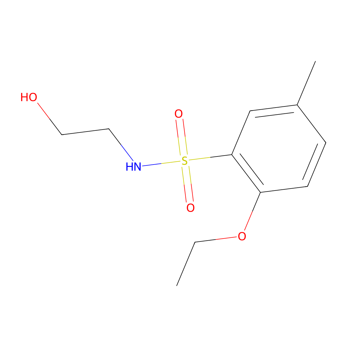 2-ethoxy-N-(2-hydroxyethyl)-5-methylbenzenesulfonamide molecular structure, CAS 1206104-92-8