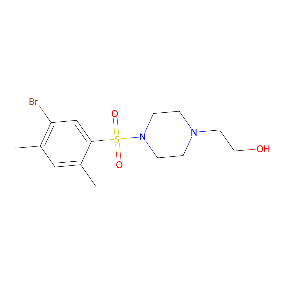 2-{4-[(5-Bromo-2,4-dimethylphenyl)sulfonyl]-1-piperazinyl}ethanol molecular structure, CAS 1206105-02-3