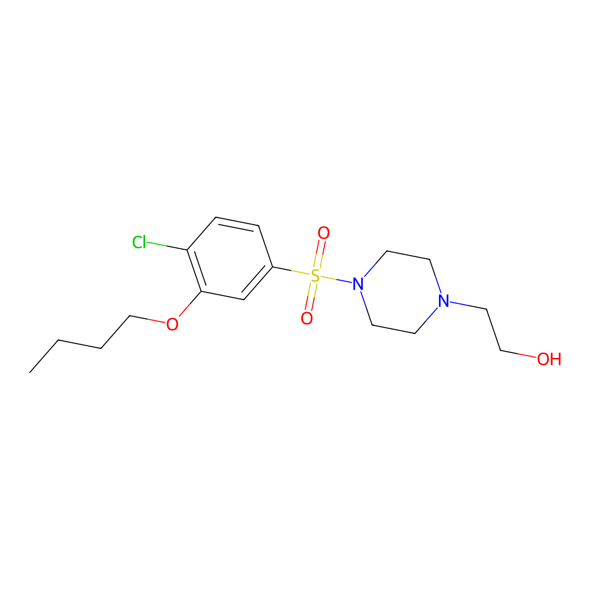 2-{4-[(3-Butoxy-4-chlorophenyl)sulfonyl]-1-piperazinyl}ethanol molecular structure, CAS 1206105-11-4