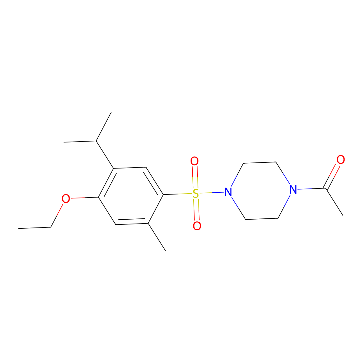 1-Acetyl-4-{[4-ethoxy-2-methyl-5-(methylethyl)phenyl]sulfonyl}piperazine molecular structure, CAS 1206105-42-1