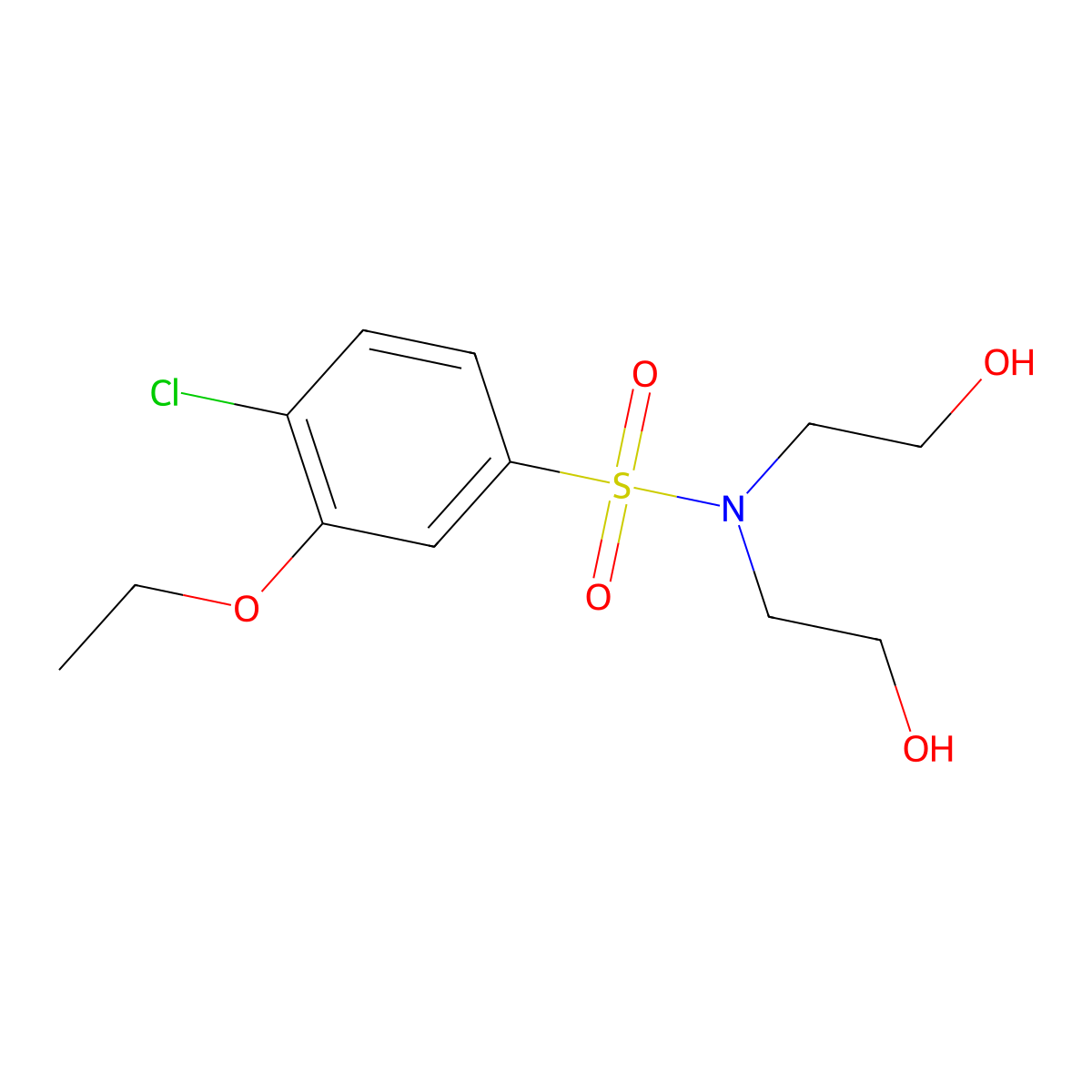 Bis(2-hydroxyethyl)[(4-chloro-3-ethoxyphenyl)sulfonyl]amine molecular structure, CAS 1206105-58-9