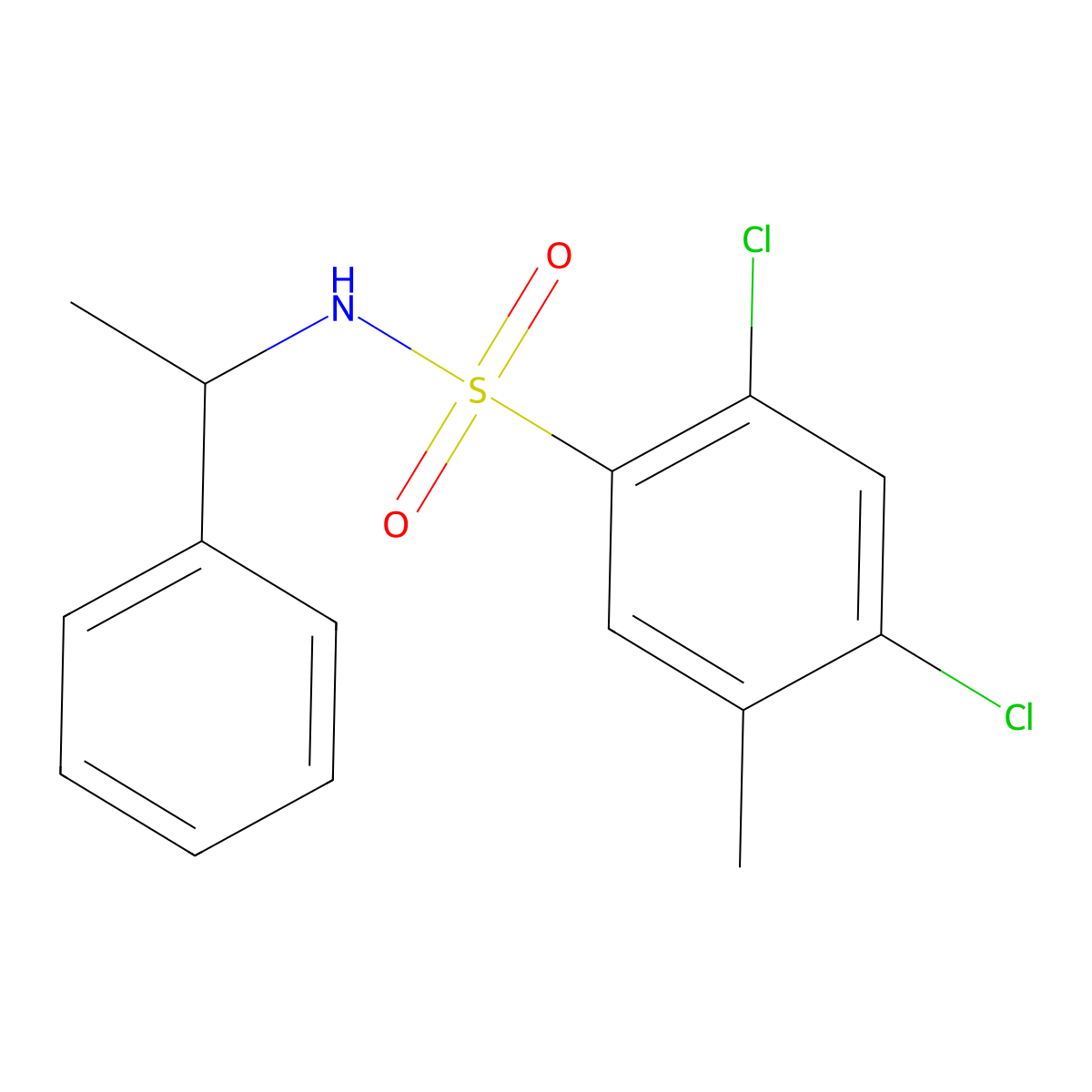 2,4-dichloro-5-methyl-N-(1-phenylethyl)benzenesulfonamide molecular structure, CAS 1206105-69-2