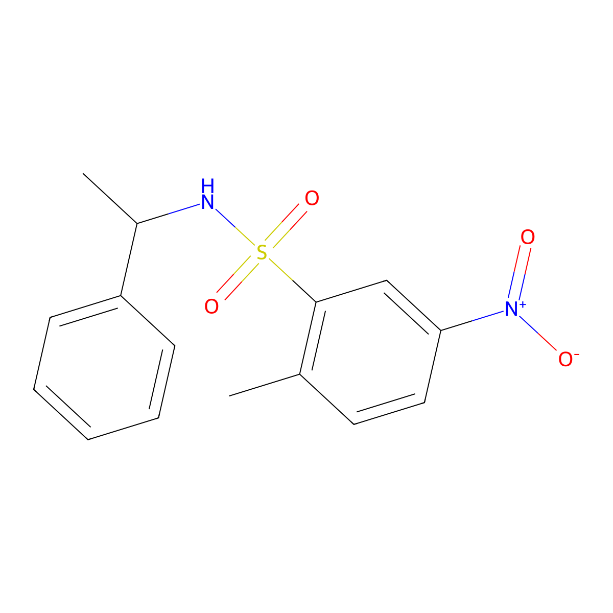 2-methyl-5-nitro-N-(1-phenylethyl)benzene-1-sulfonamide molecular structure, CAS 1206105-72-7